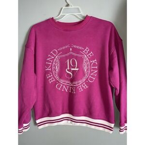 Bailey Rose Pink "BE KIND 1987" Retro Style Embroidered Sweater Size Medium